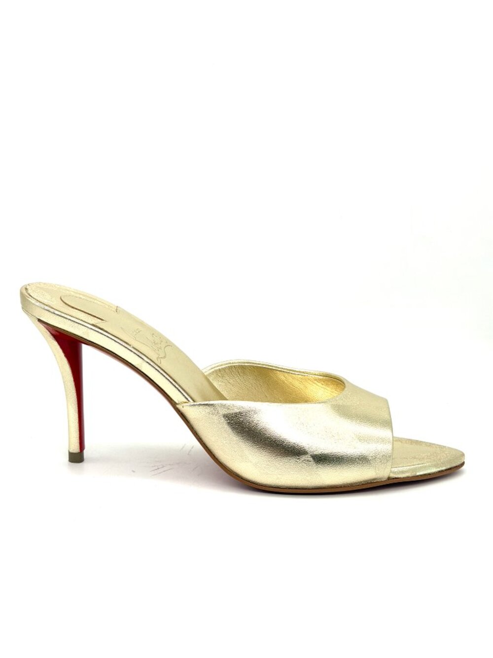 Christian Louboutin MISS Z MULE 80 Metallic Leather Sandals Heels Gold - Picture 11 of 16